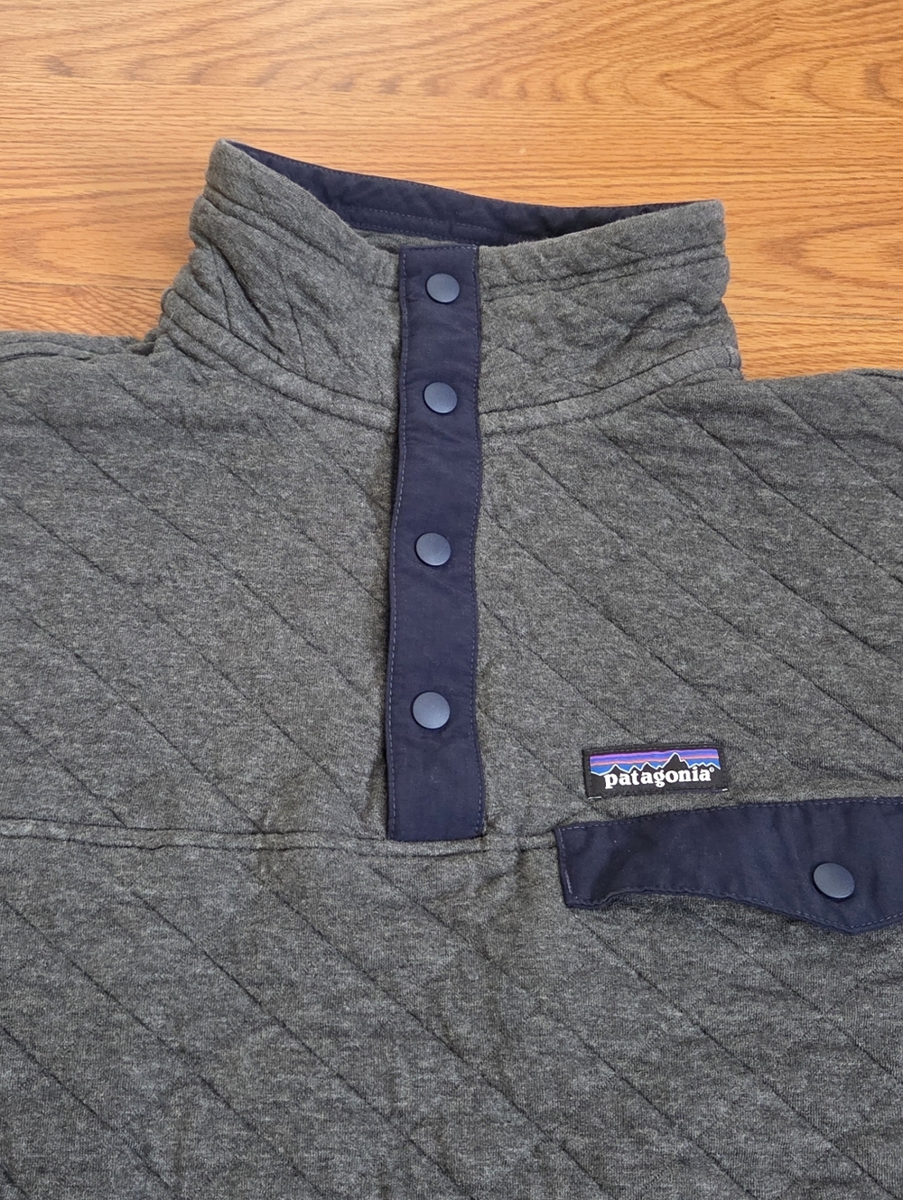 Patagonia Mens M Gray Quilted Snap-T Pullover Organic Cotton Outdoor Sweater - Picture 12 of 12